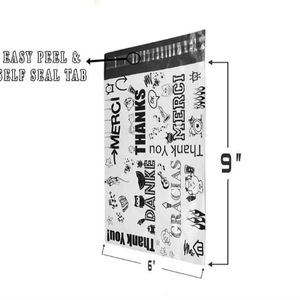 40 Designer Poly Mailer Multi Language Design 6"x9"